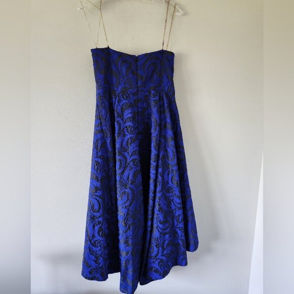 BRIAN BAILEY | Jacquard gown dress strapless hi-lo lace royal blue black sz 12 - Picture 2 of 8